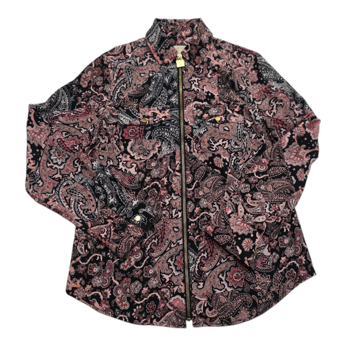Camisa De Cierre Michael Kors Rosa Con Figuras Talla Chica