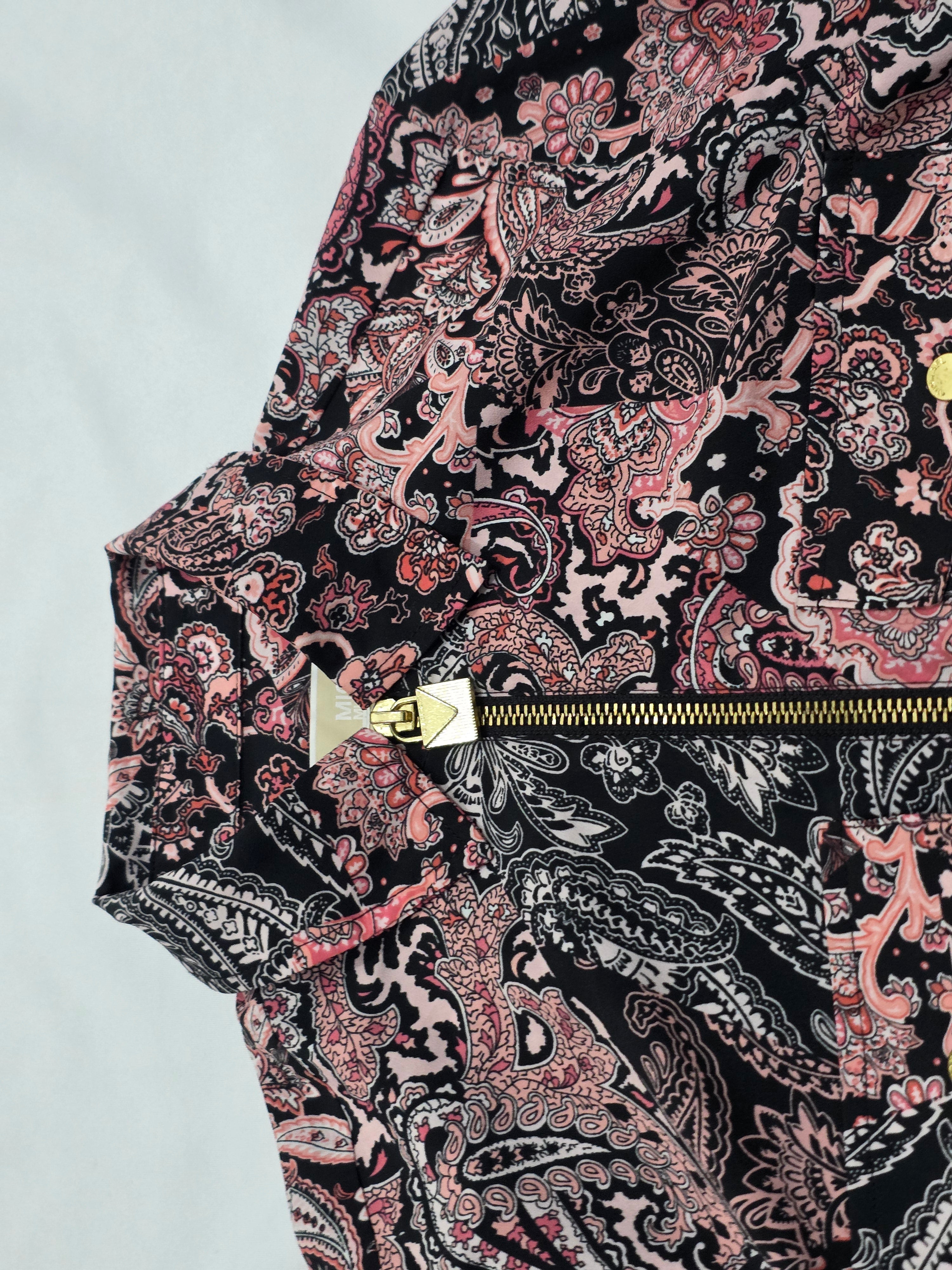 Camisa De Cierre Michael Kors Rosa Con Figuras Talla Chica