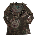 Blusa Ralph Lauren Petite Chica Mujer Color Cafe Con Olanes