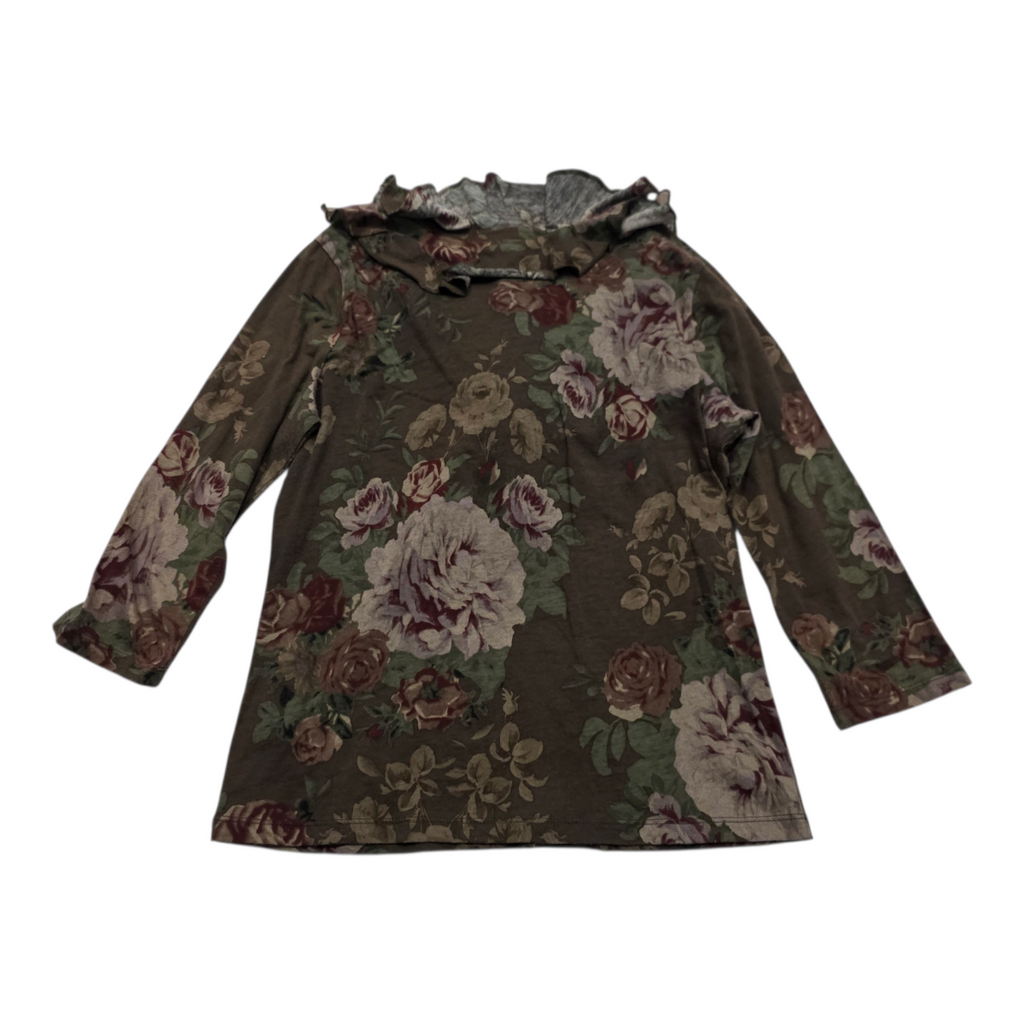 Blusa Ralph Lauren Petite Chica Mujer Color Cafe Con Olanes