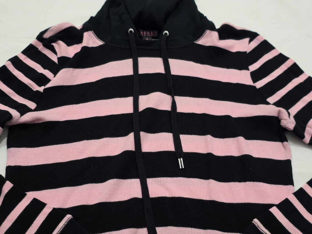 Sueter Con Gorro Ralph Lauren Negro/rosa De Mujer Mediano