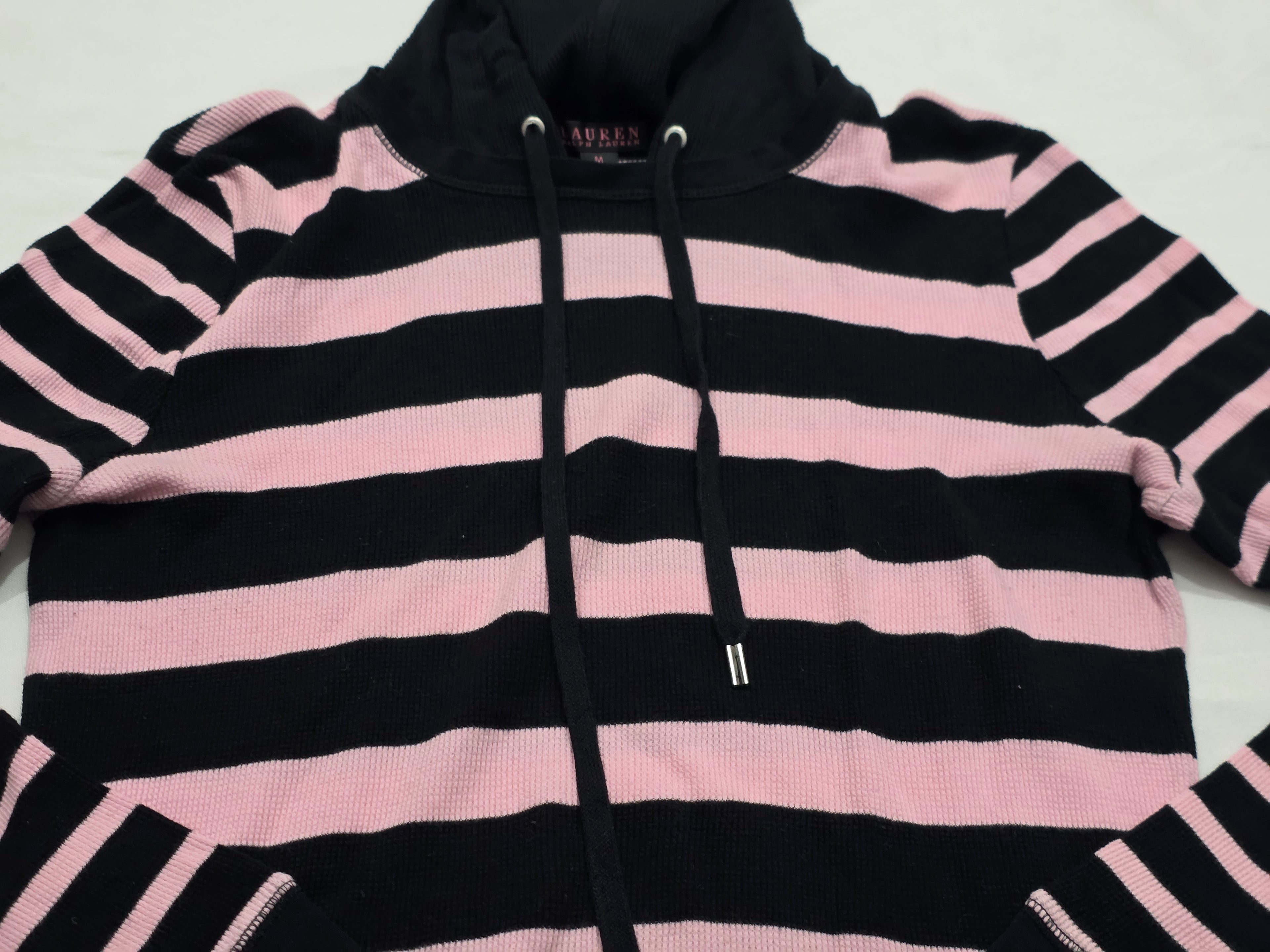 Sueter Con Gorro Ralph Lauren Negro/rosa De Mujer Mediano