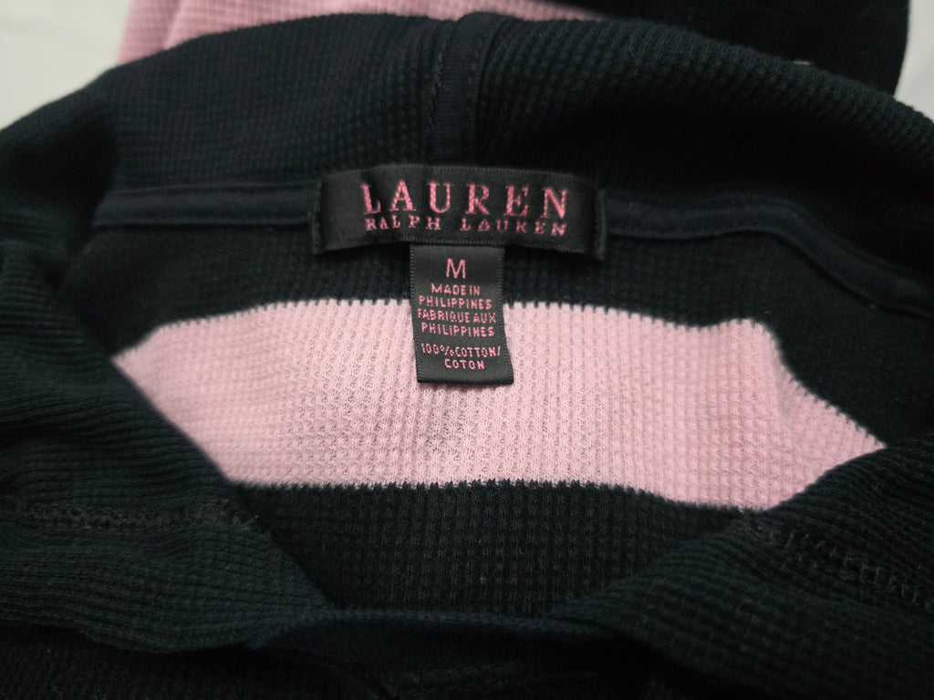 Sueter Con Gorro Ralph Lauren Negro/rosa De Mujer Mediano