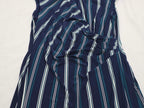 Vestido Drapeado Ralph Lauren Azul Con Lineas Talla 10