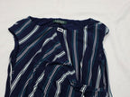 Vestido Drapeado Ralph Lauren Azul Con Lineas Talla 10