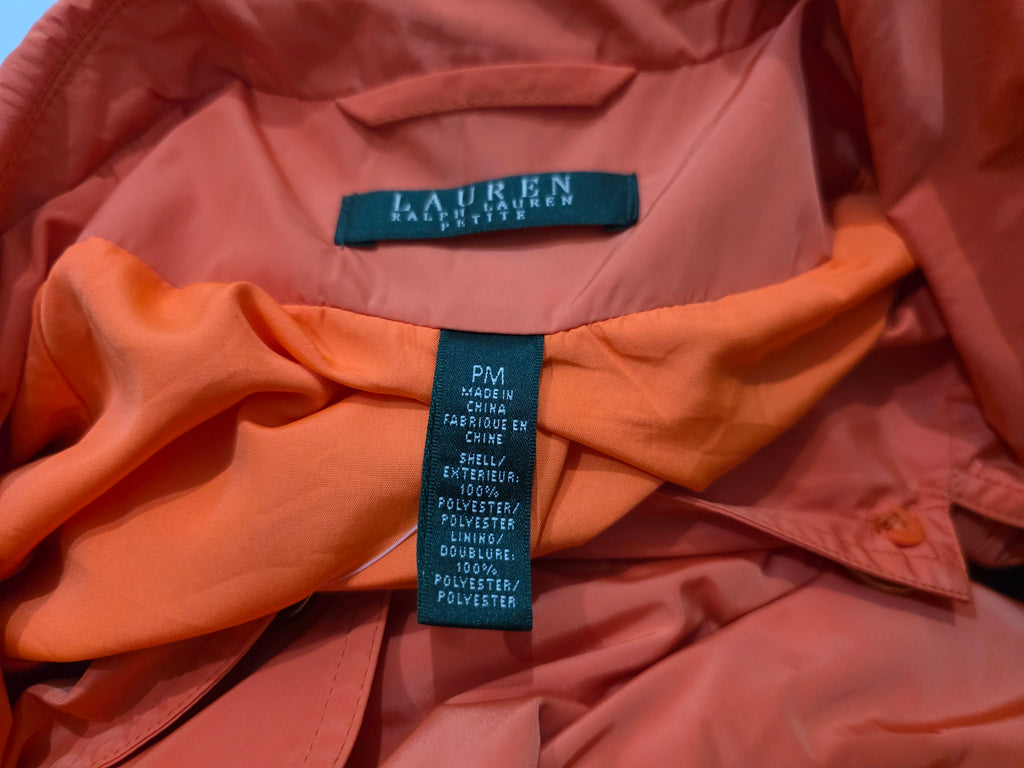 Gabardina Corta Ralph Lauren Mujer Mediana Petite Naranja
