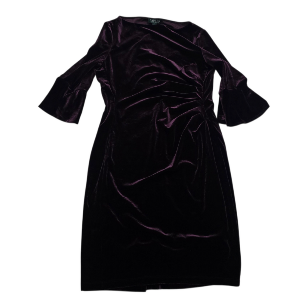 Vestido De Terciopelo Ralph Lauren Morado Talla 10 Mujer