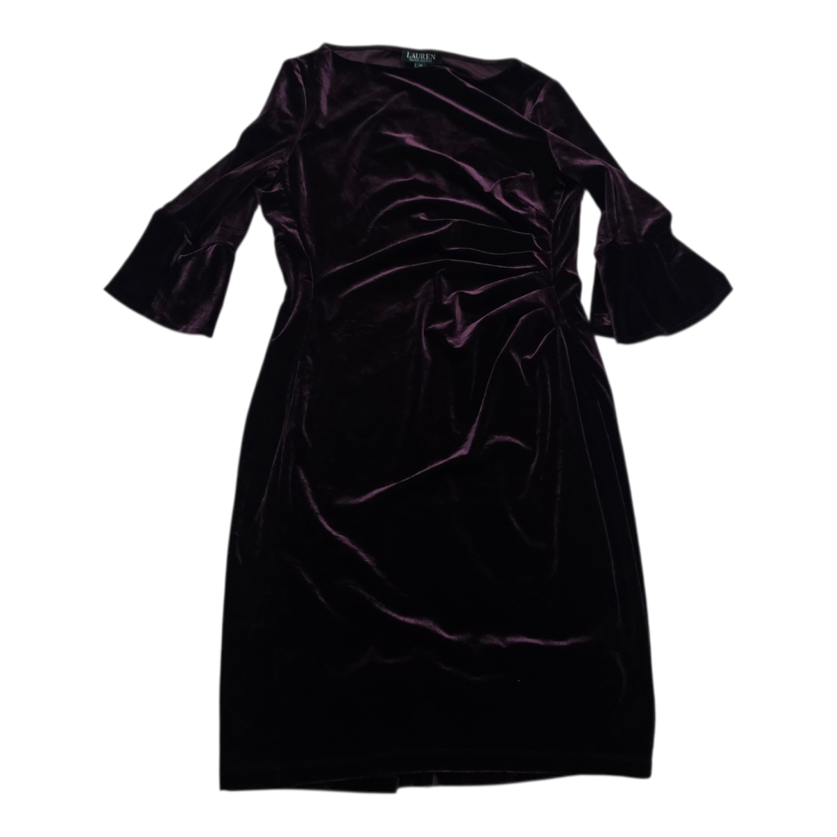 Vestido De Terciopelo Ralph Lauren Morado Talla 10 Mujer