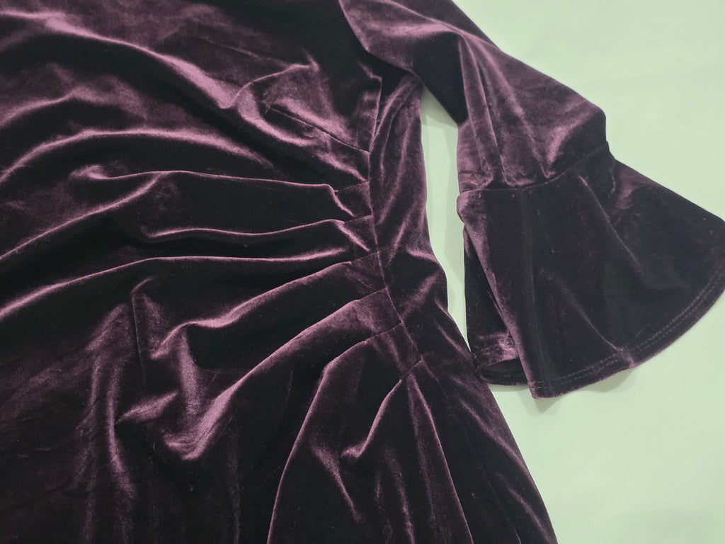 Vestido De Terciopelo Ralph Lauren Morado Talla 10 Mujer