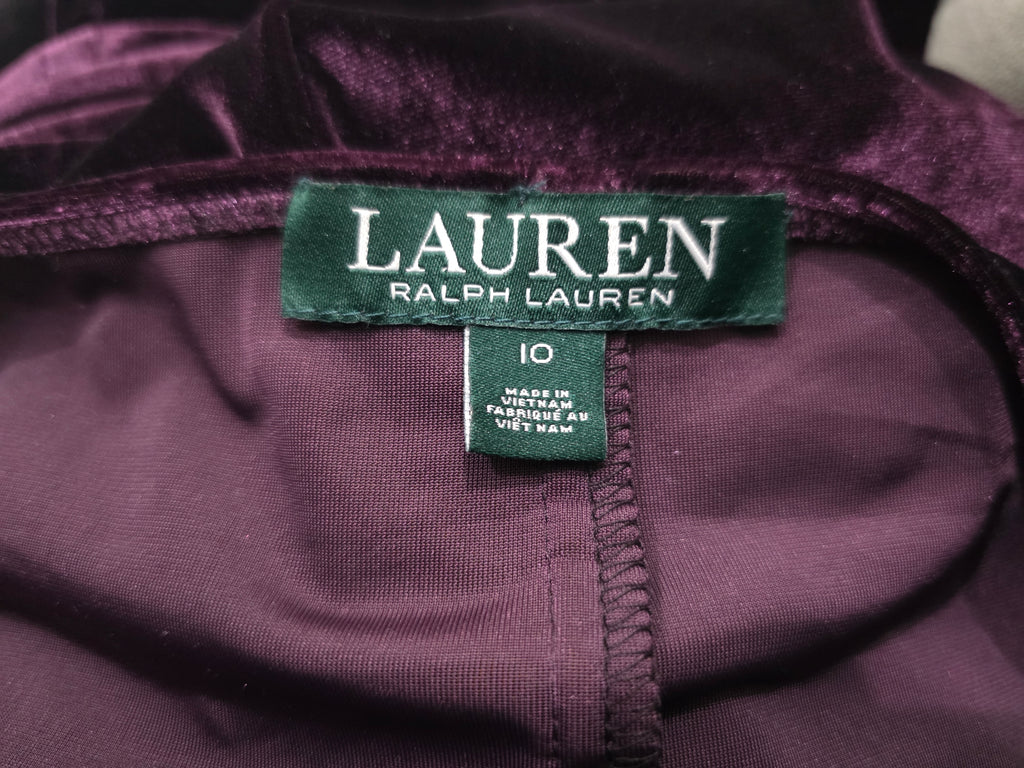 Vestido De Terciopelo Ralph Lauren Morado Talla 10 Mujer