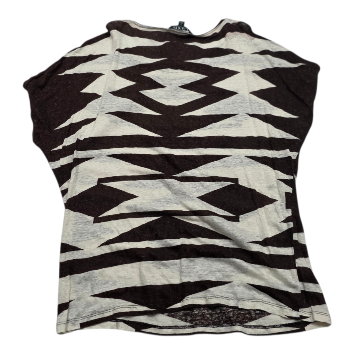 Blusa De Lino Ralph Lauren Cafe Manga Corta.