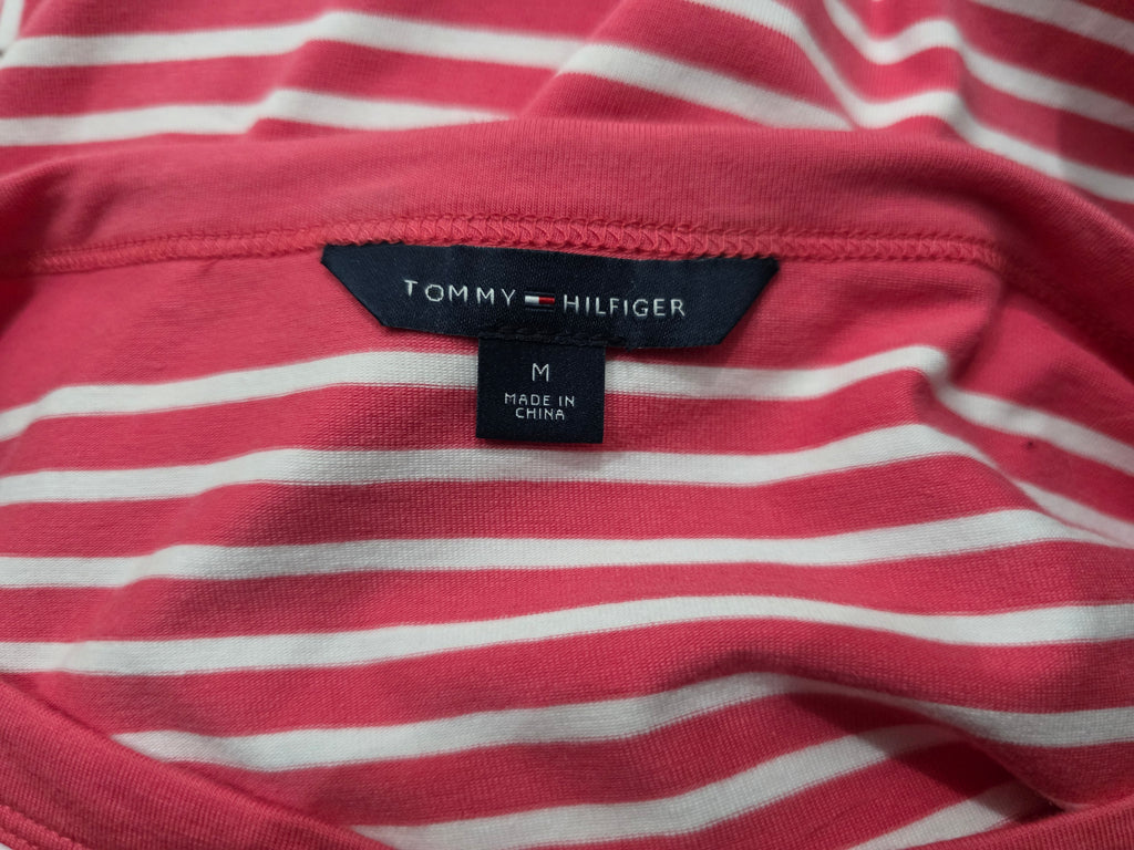 Playera Tommy Hilfiger Mujer Color Rosa Con Lineas Blancas