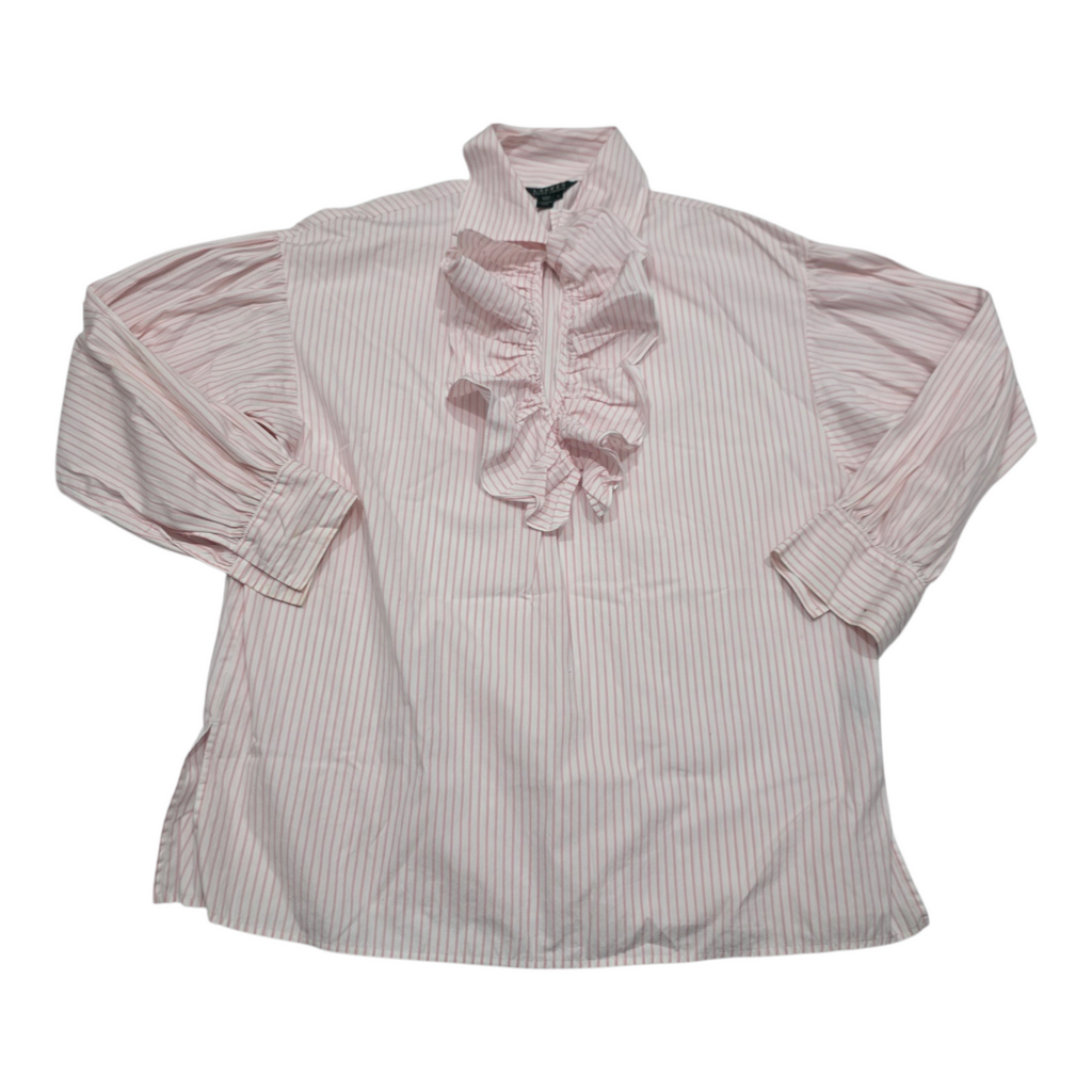 Blusa Con Olan Ralph Lauren Rosa Rayada Mujer Talla Grande