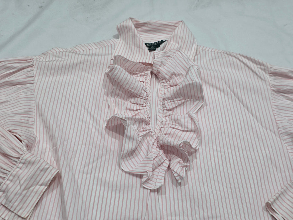 Blusa Con Olan Ralph Lauren Rosa Rayada Mujer Talla Grande
