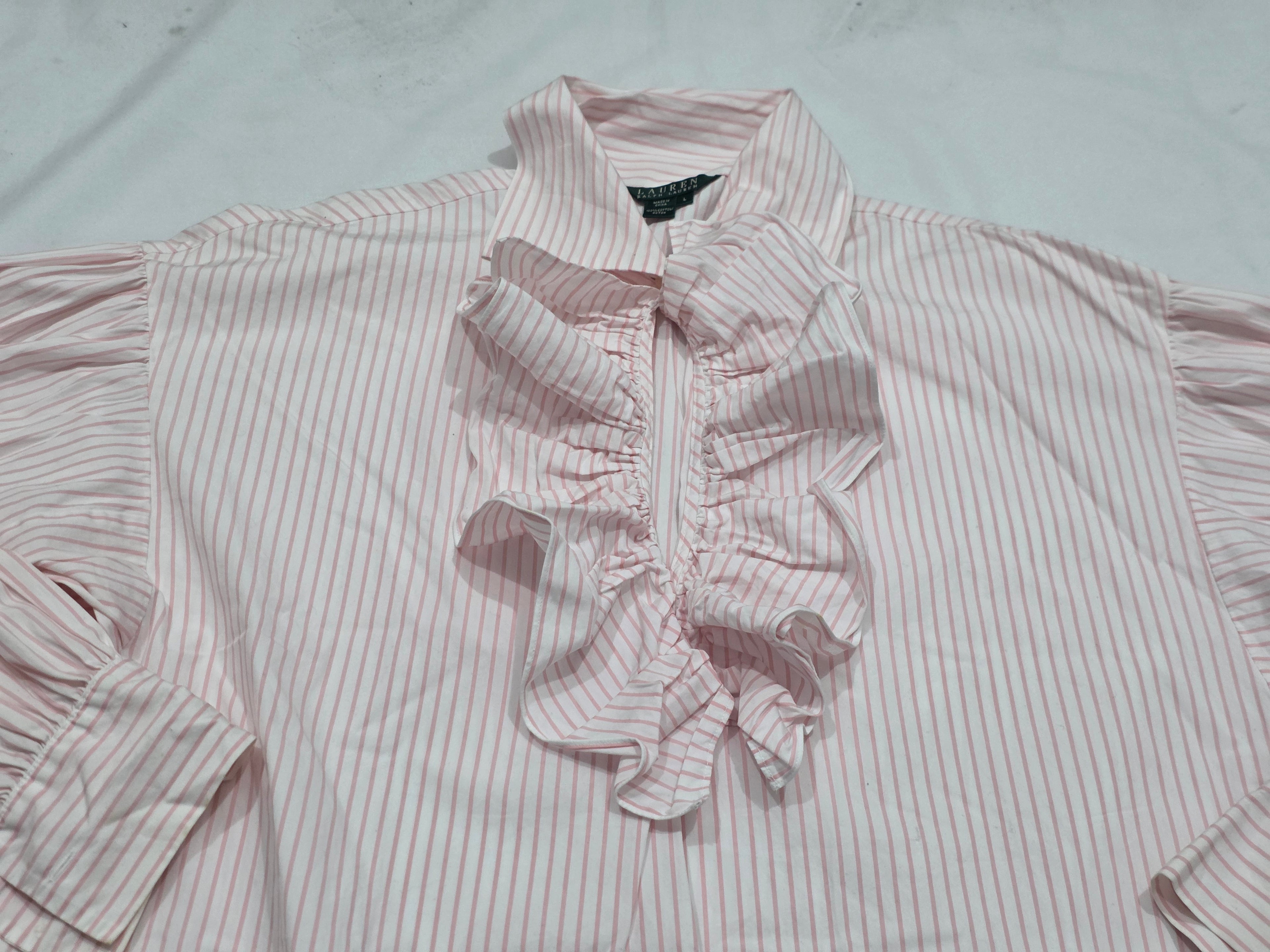 Blusa Con Olan Ralph Lauren Rosa Rayada Mujer Talla Grande