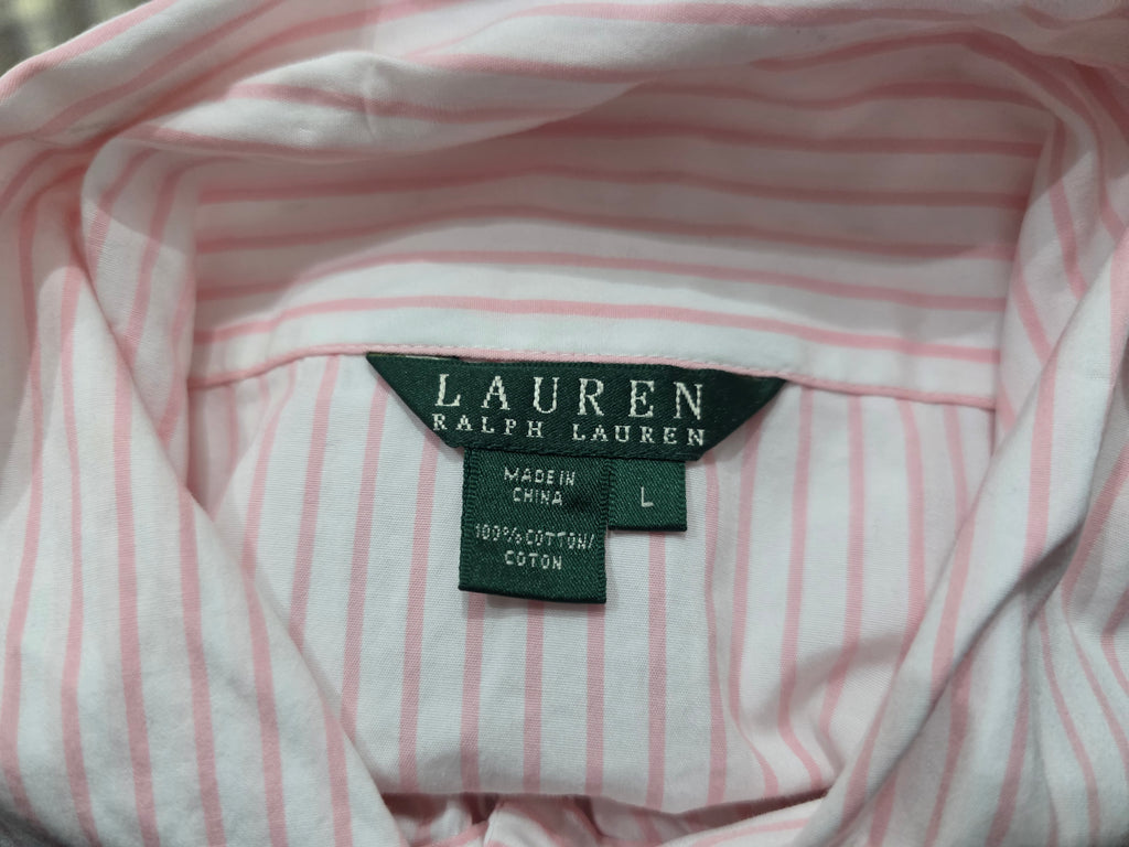 Blusa Con Olan Ralph Lauren Rosa Rayada Mujer Talla Grande