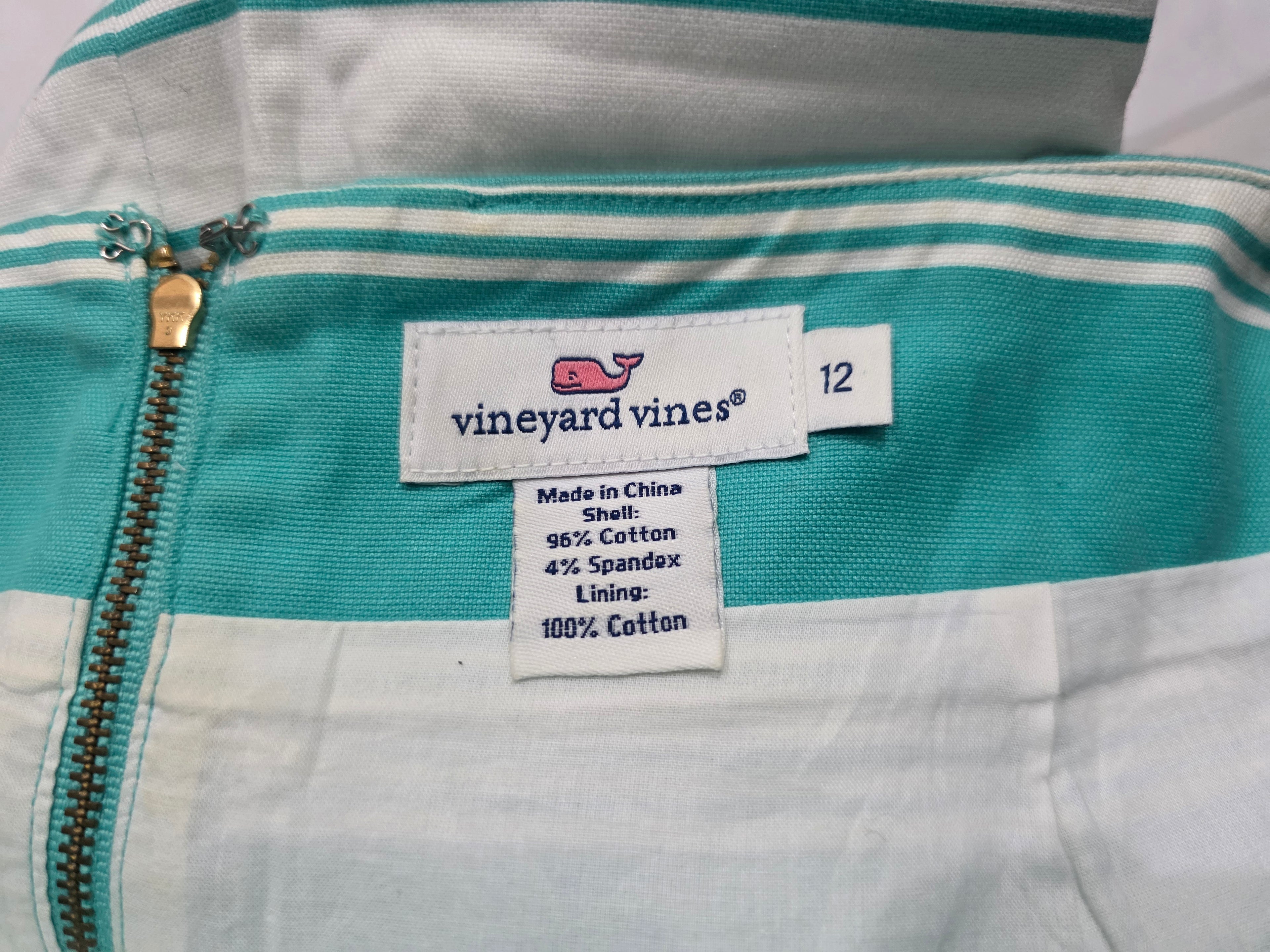 Falda Vineyard Vines De Mujer Talla 12 Verde/blanco
