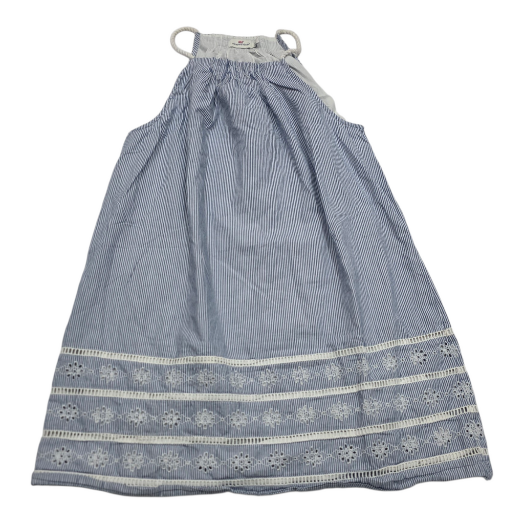 Vestido Vineyard Vines Azul Rayado Con Encaje Grande