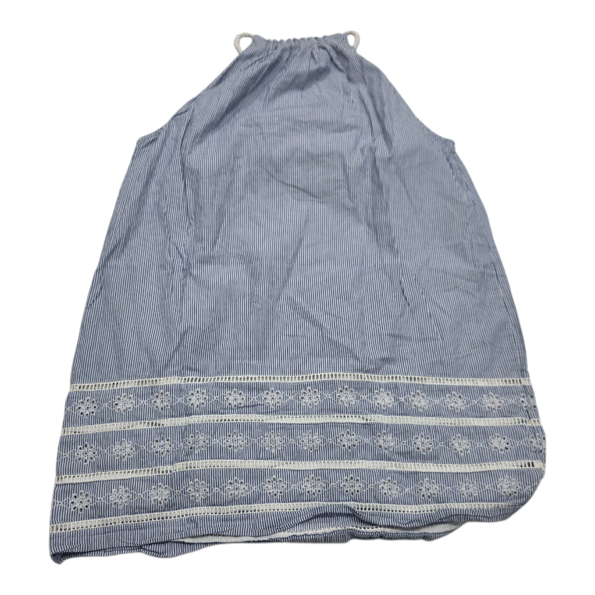 Vestido Vineyard Vines Azul Rayado Con Encaje Grande