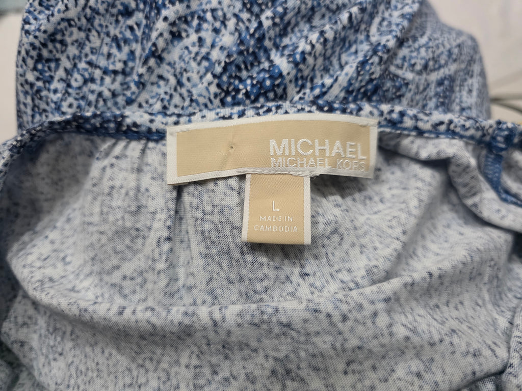 Blusa Michael Kors Manga Amplia Talla Grande Azul Figuras
