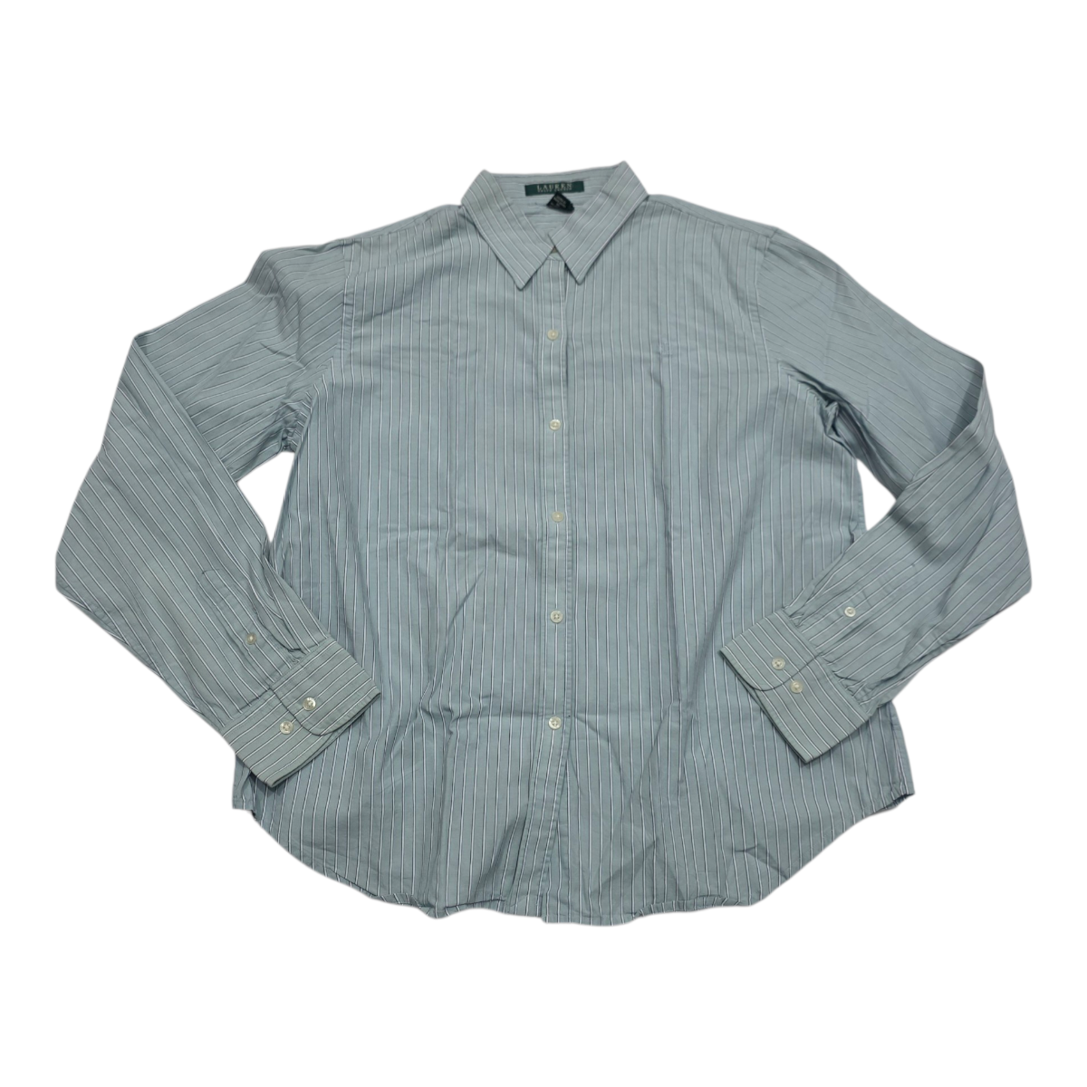Camisa Ralph Lauren De Mujer Talla Grande Azul Claro Rayada