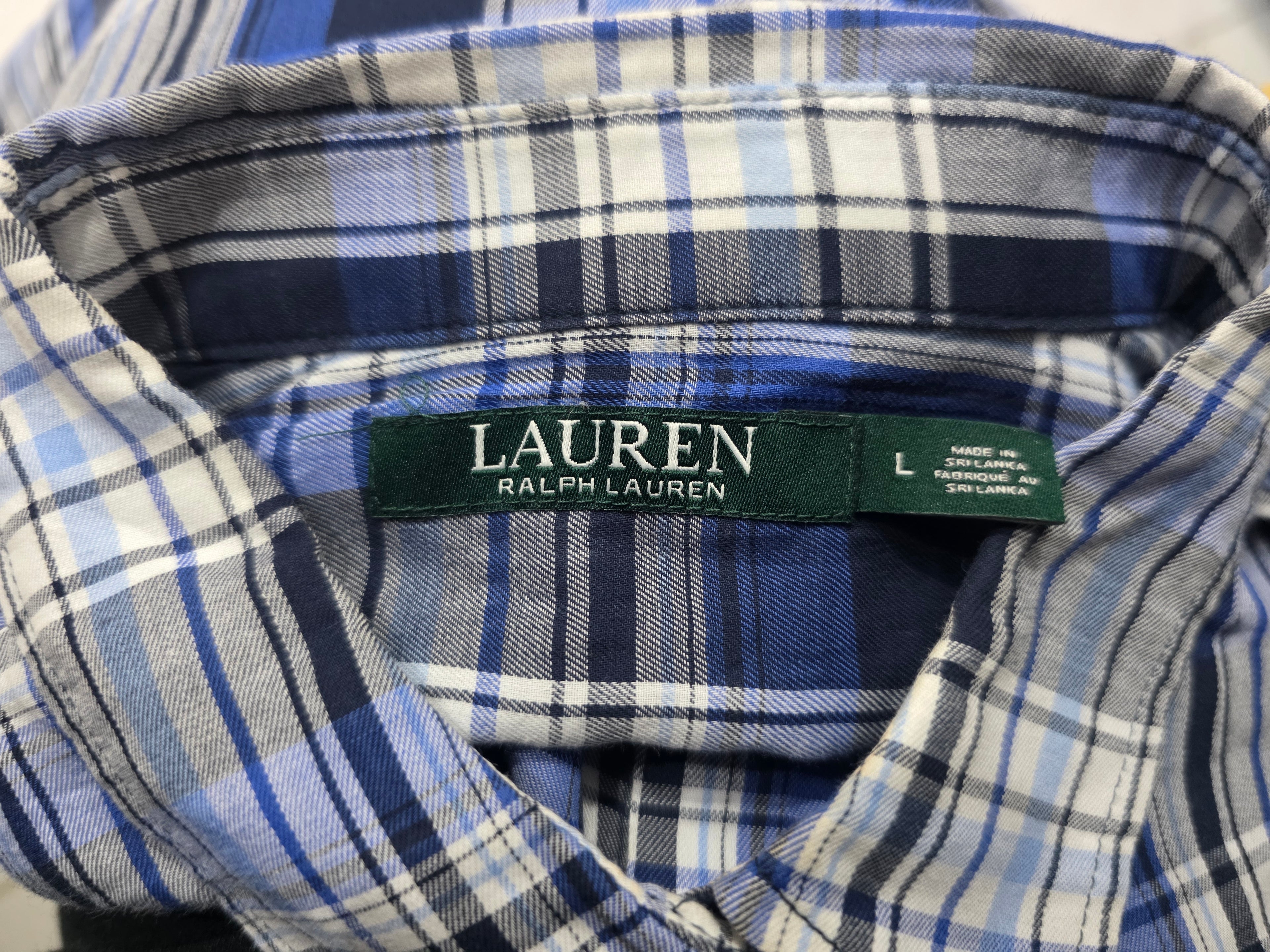 Camisa De Mujer Ralph Lauren Talla Grande Azul A Cuadros