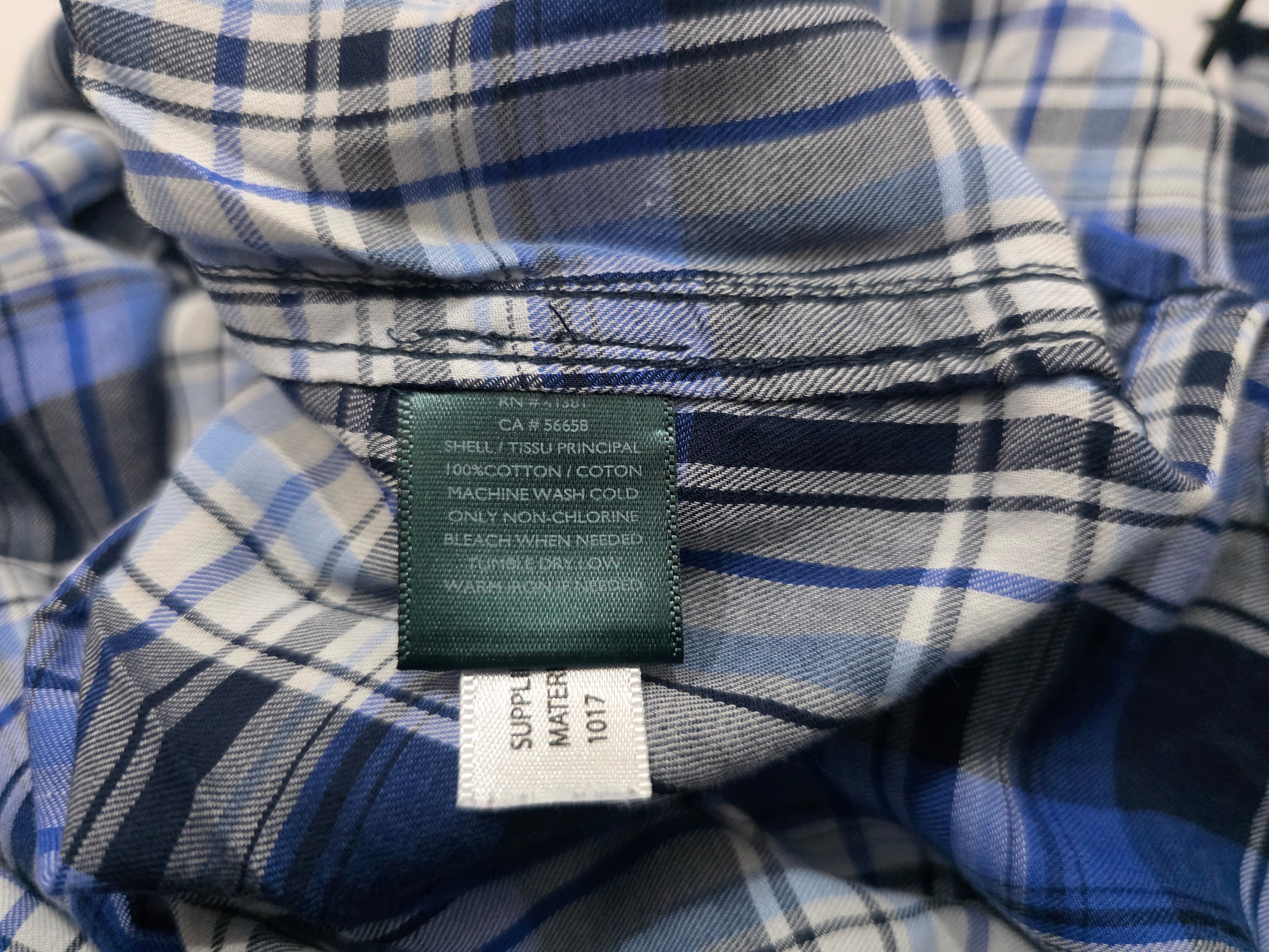 Camisa De Mujer Ralph Lauren Talla Grande Azul A Cuadros