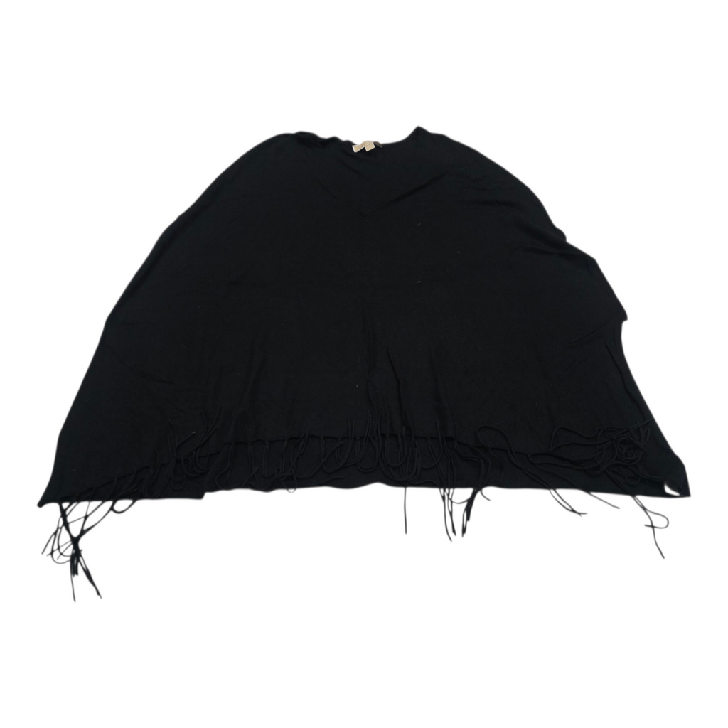 Poncho Michael Kors Con Flecos Color Negro Mujer Talla L/xl
