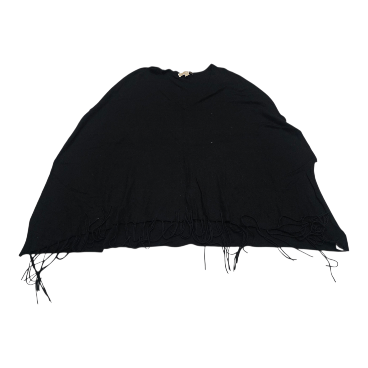 Poncho Michael Kors Con Flecos Color Negro Mujer Talla L/xl