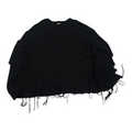 Poncho Michael Kors Con Flecos Color Negro Mujer Talla L/xl