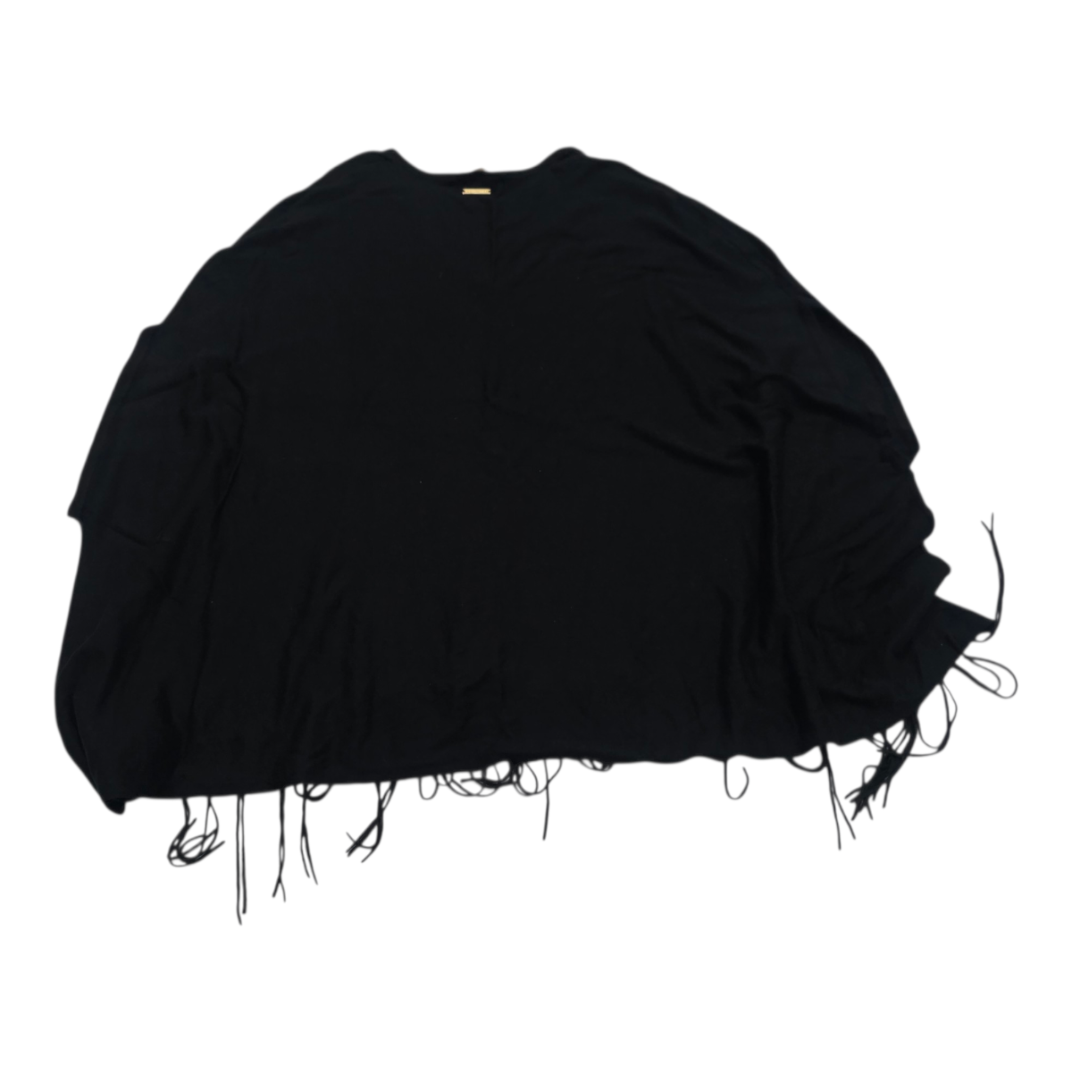 Poncho Michael Kors Con Flecos Color Negro Mujer Talla L/xl
