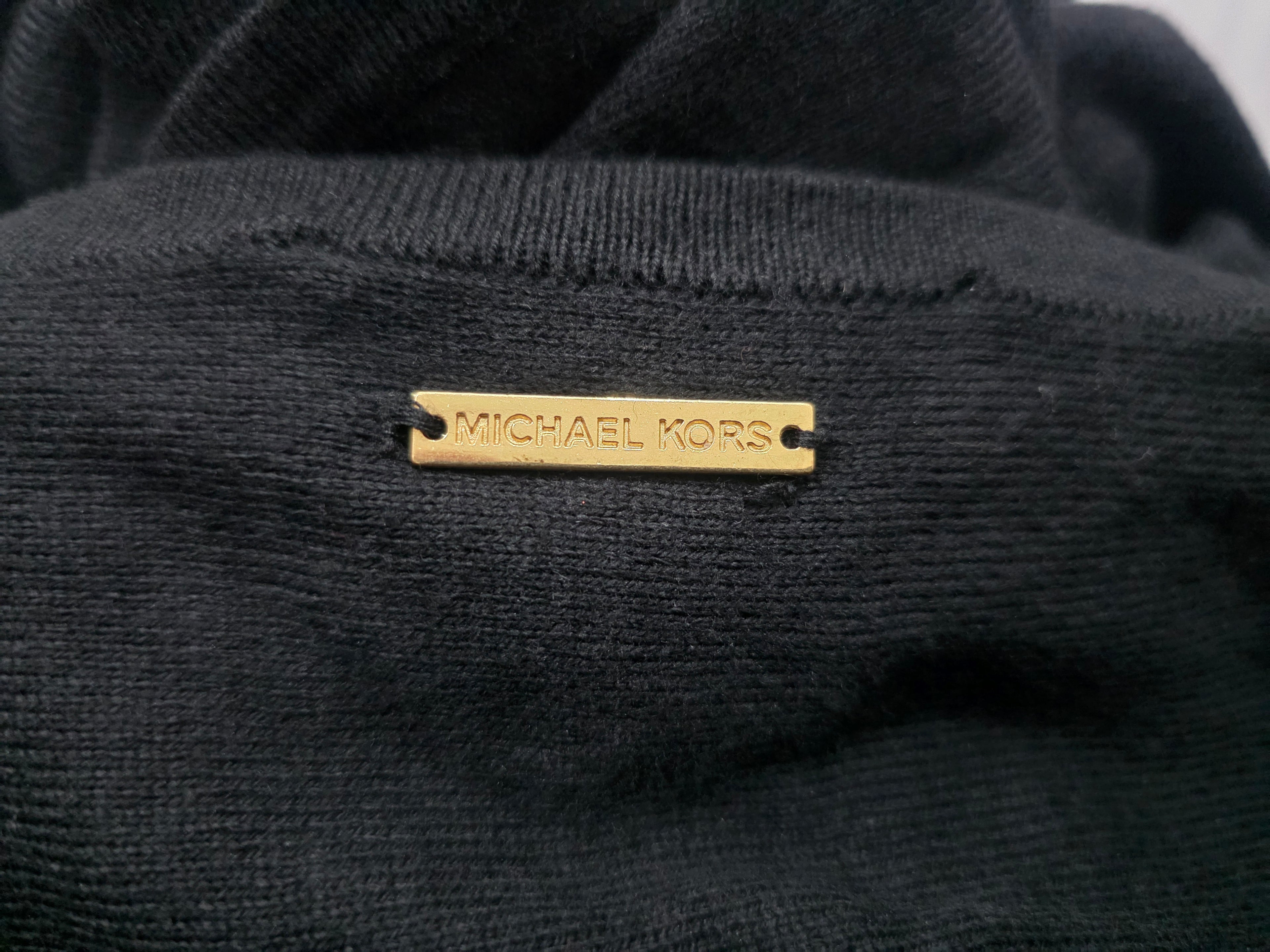 Poncho Michael Kors Con Flecos Color Negro Mujer Talla L/xl