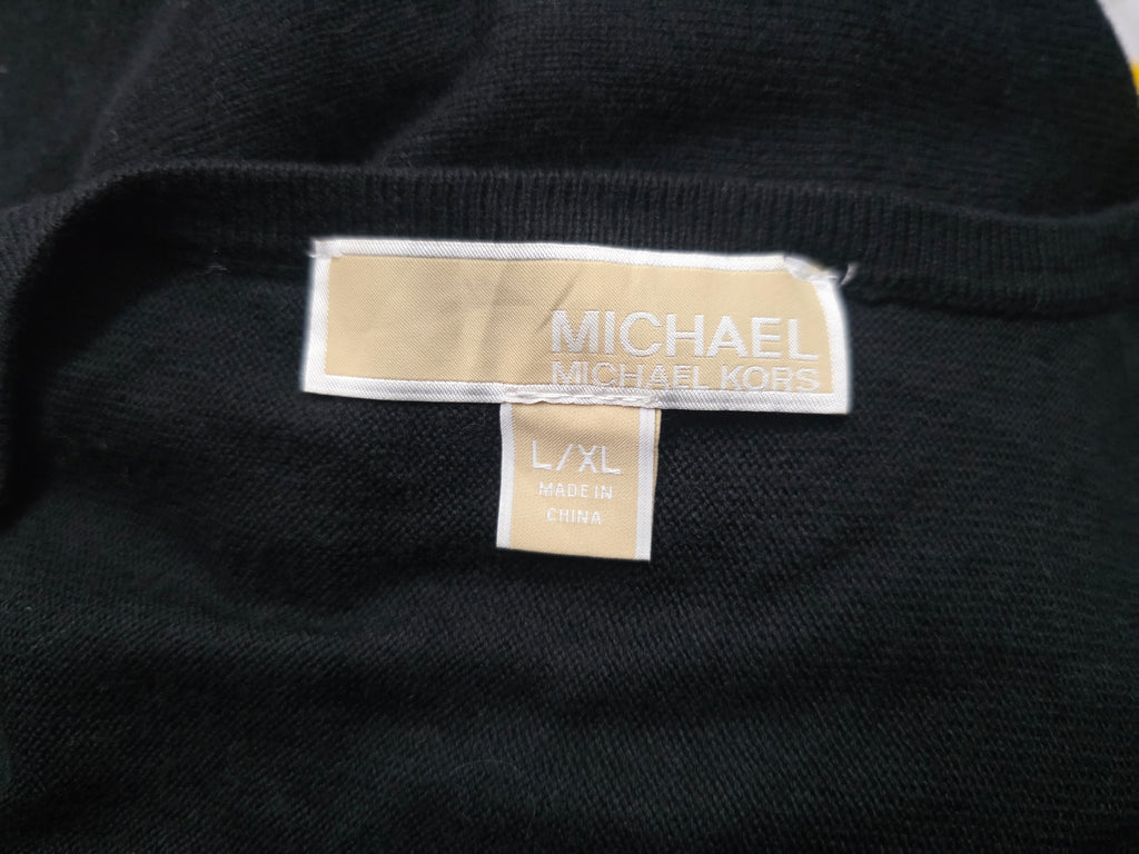 Poncho Michael Kors Con Flecos Color Negro Mujer Talla L/xl
