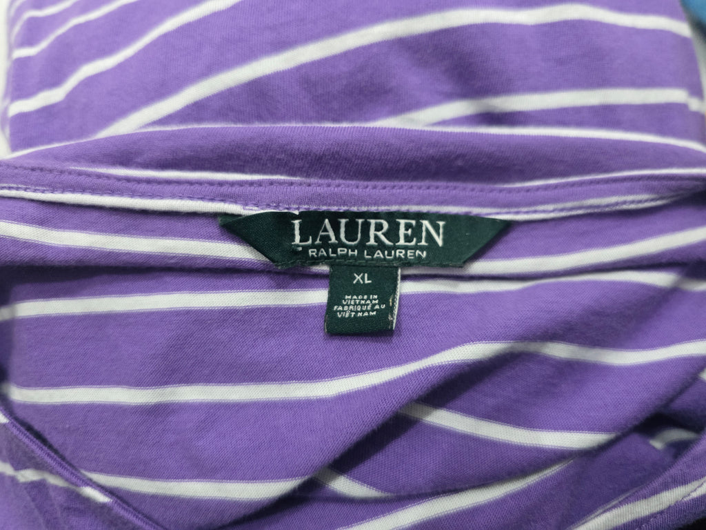 Playera Ralph Lauren De Mujer Extra Grande Morada Con Rayas