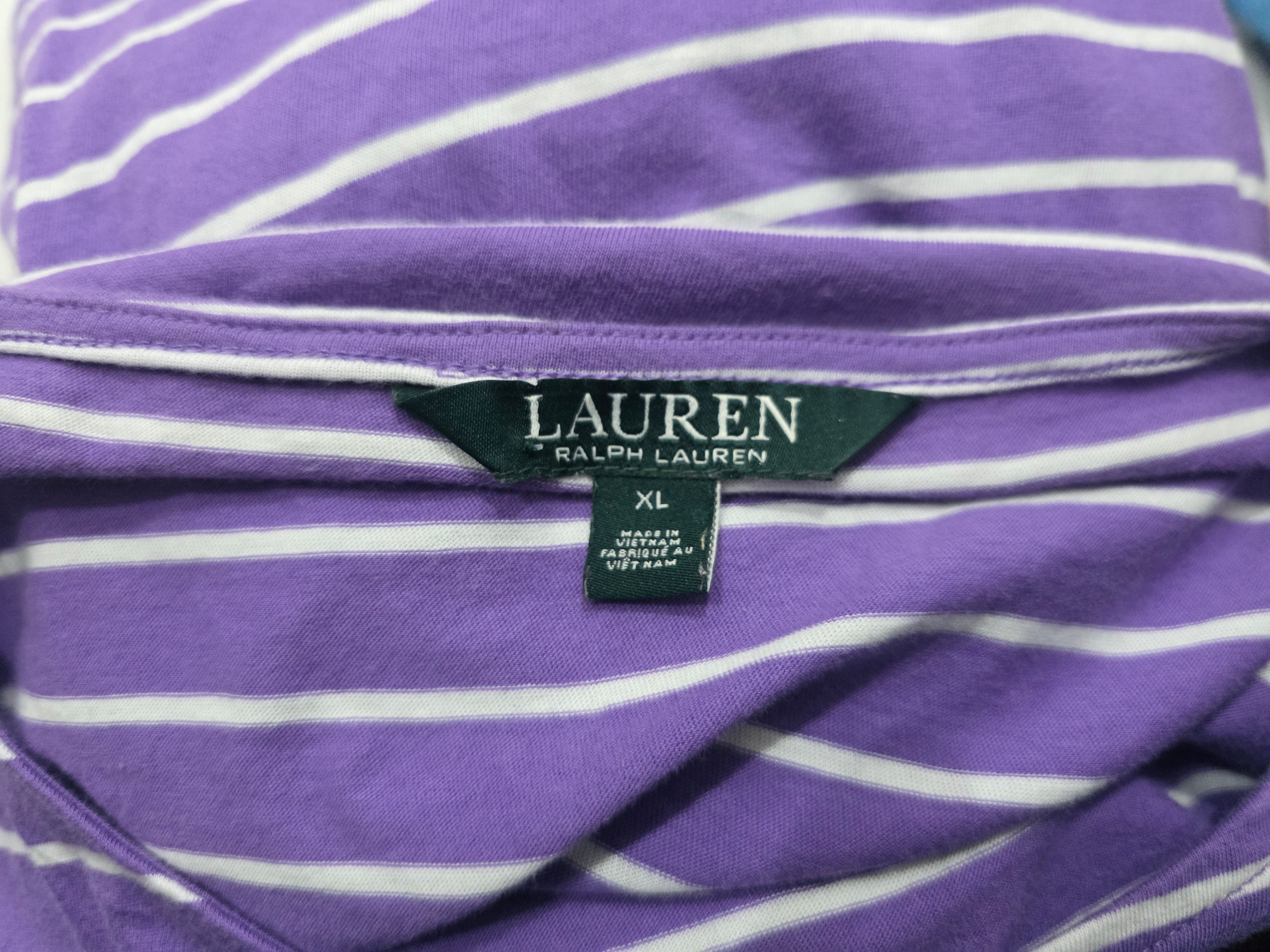 Playera Ralph Lauren De Mujer Extra Grande Morada Con Rayas