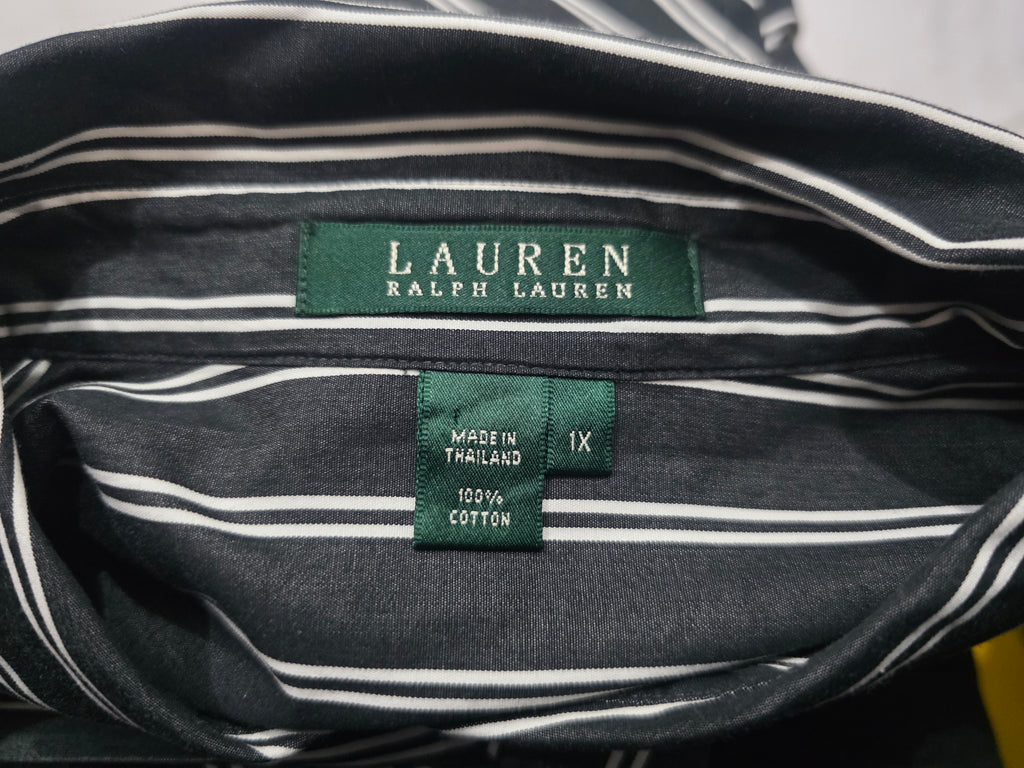 Camisa Ralph Lauren Talla 1x Color Gris Con Lineas
