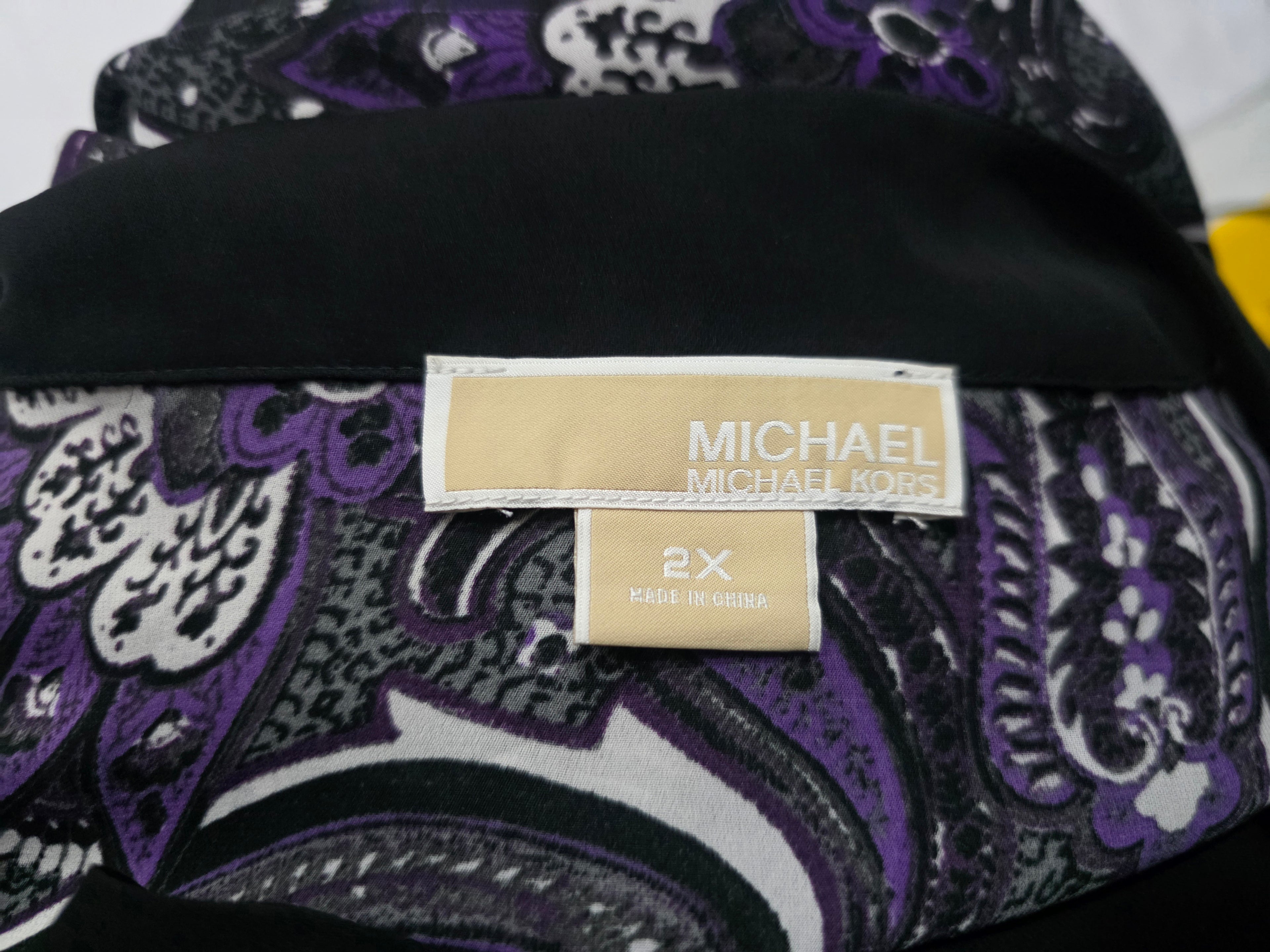Blusa Michael Kors Talla 2x Morada Con Negro