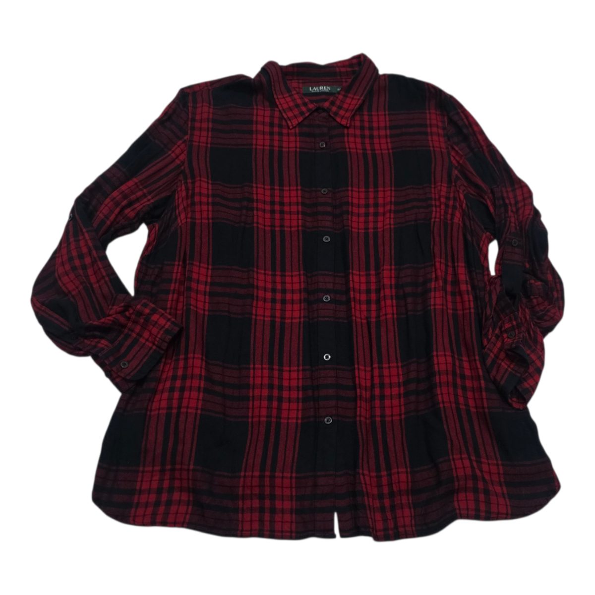 Camisa Ralph Lauren De Mujer Talla 2x Rojo Negro A Cuadros