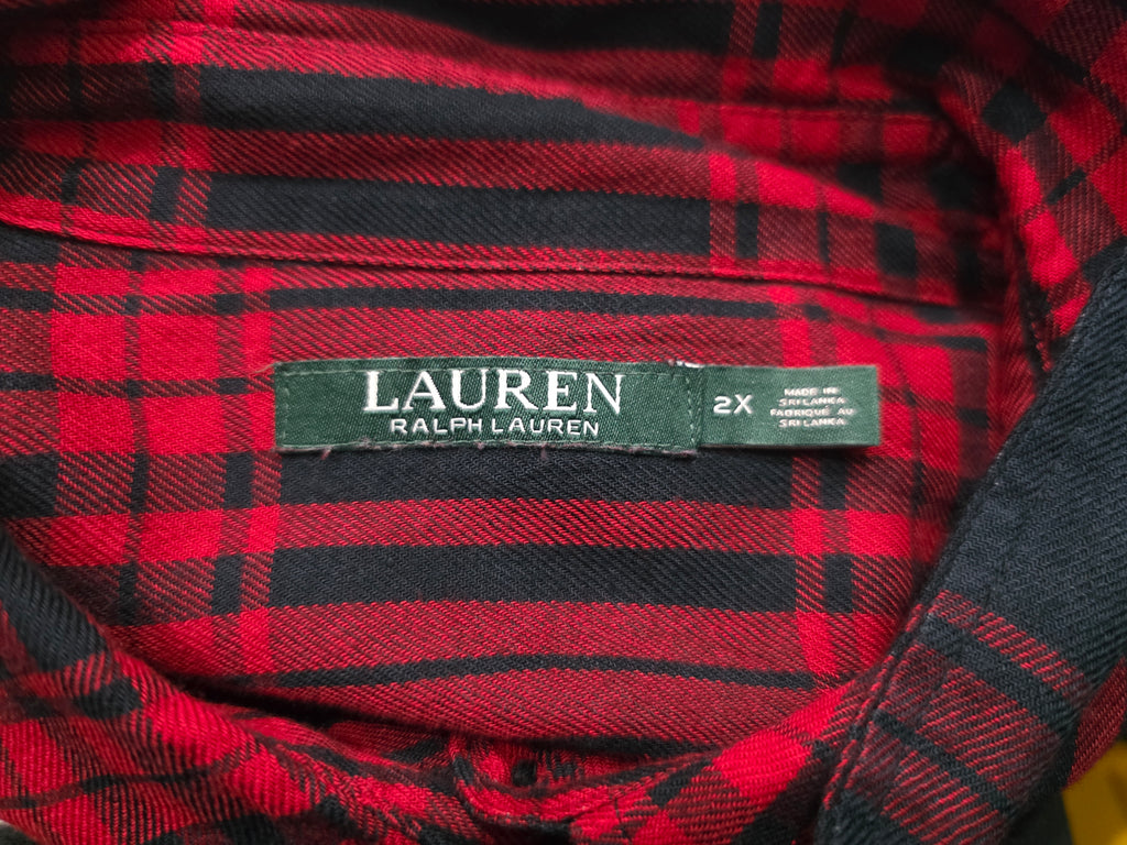 Camisa Ralph Lauren De Mujer Talla 2x Rojo Negro A Cuadros