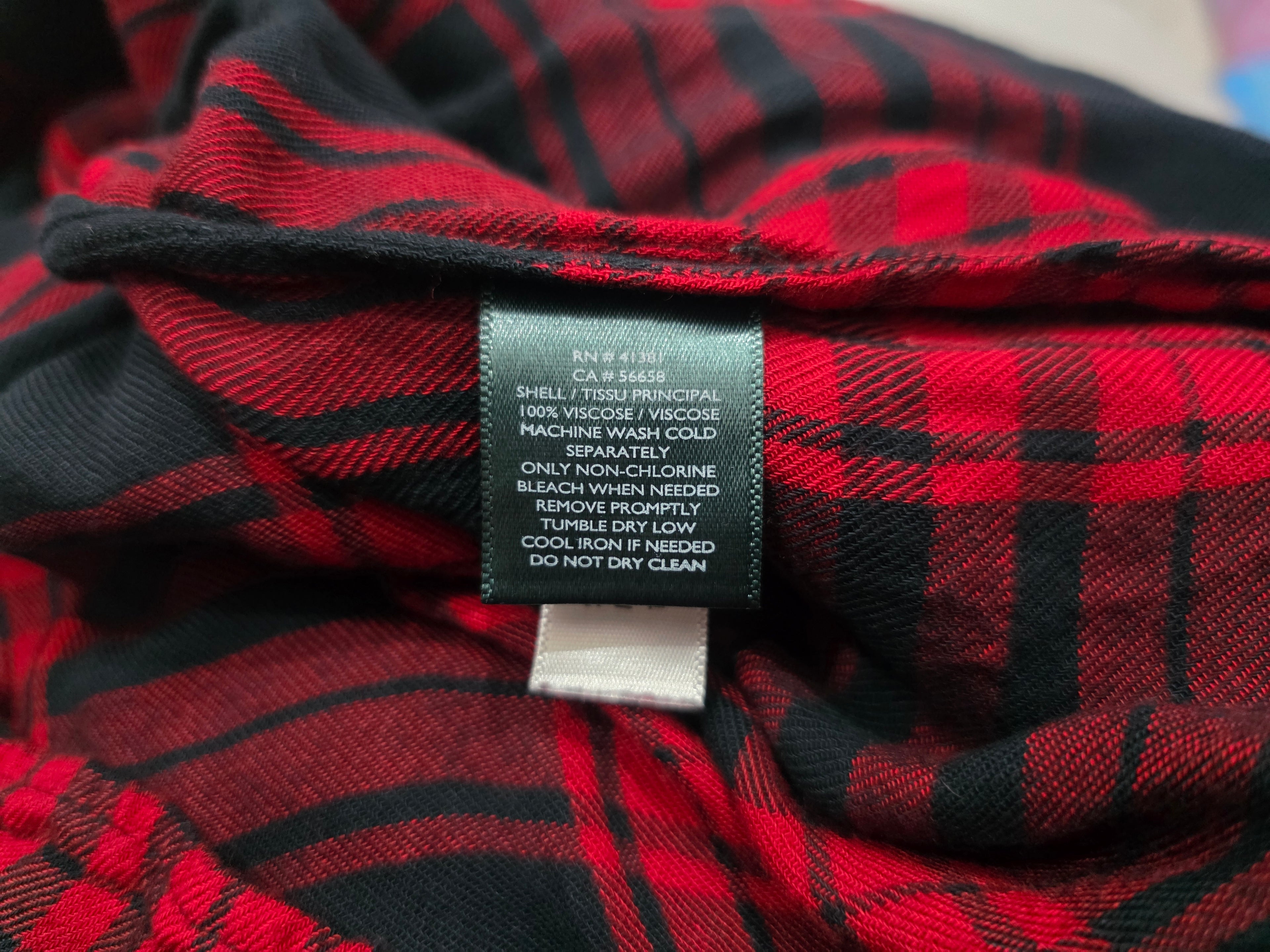 Camisa Ralph Lauren De Mujer Talla 2x Rojo Negro A Cuadros