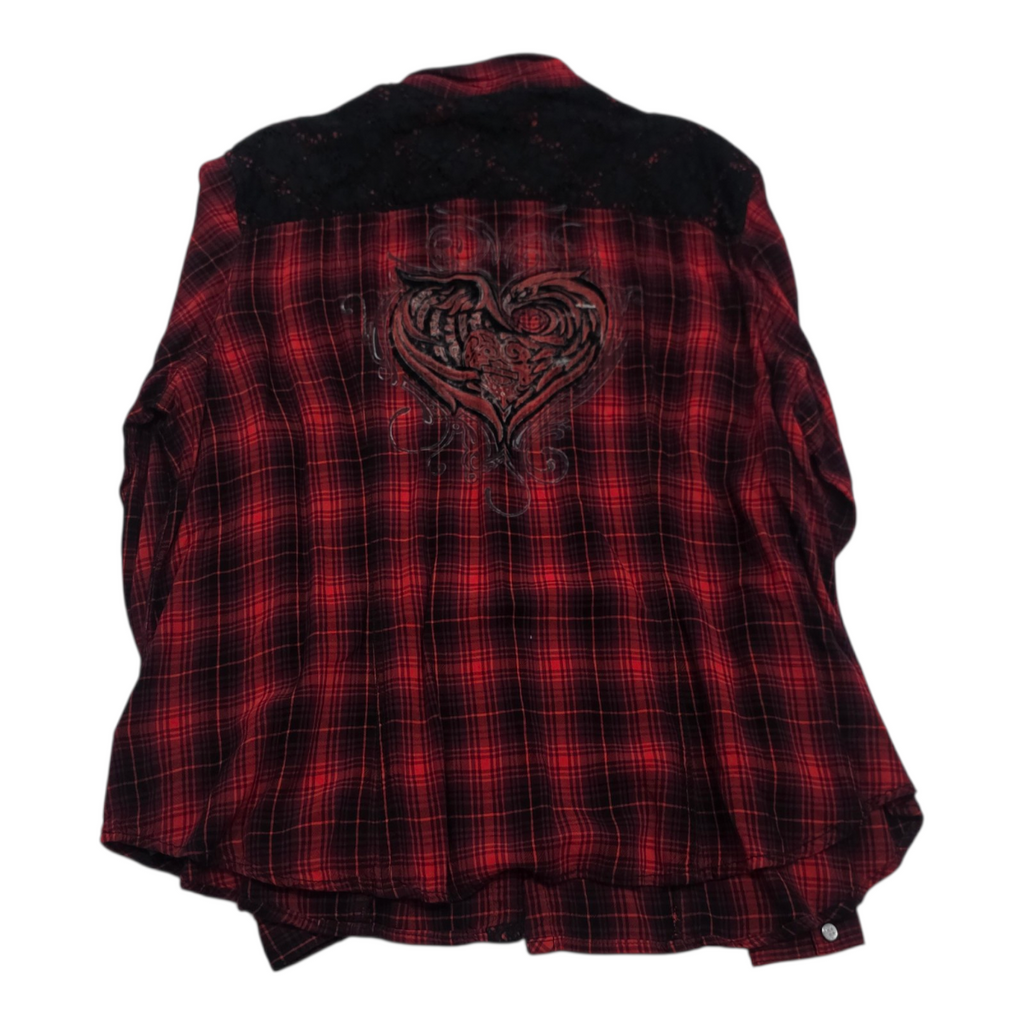 Camisa Harley Davidson De Mujer Talla 2 W Roja Con Negro