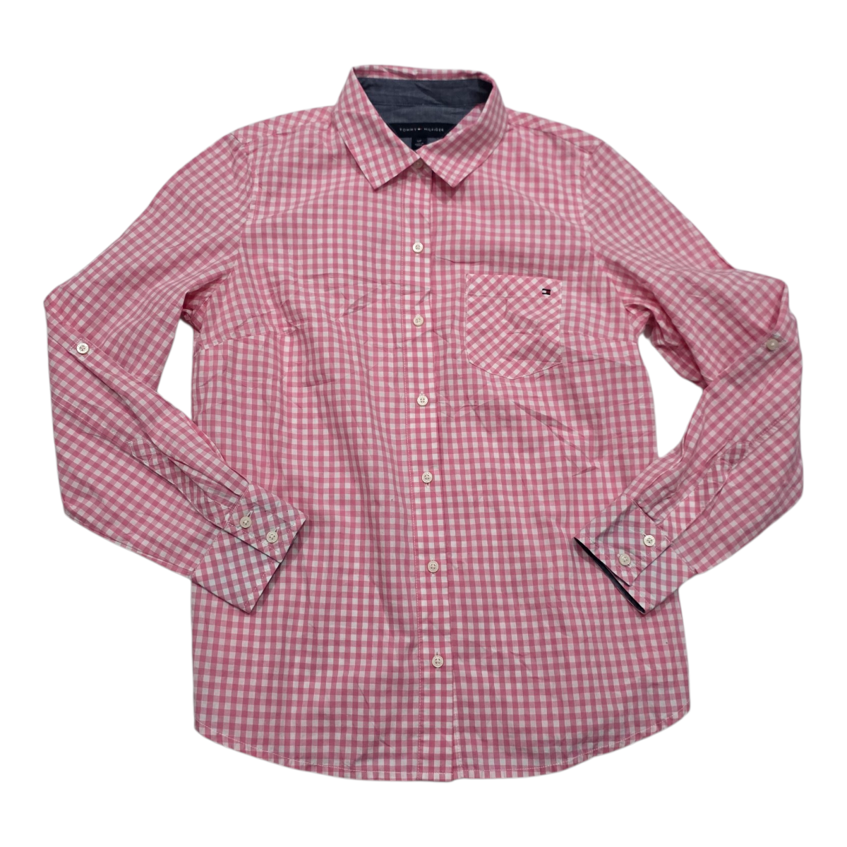 Camisa Tommy Hilfiger Rosa A Cuadros De Mujer Talla Chica