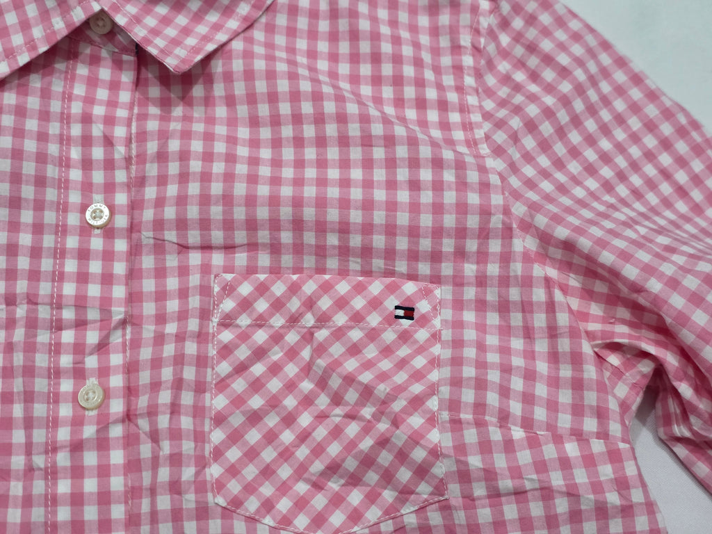 Camisa Tommy Hilfiger Rosa A Cuadros De Mujer Talla Chica