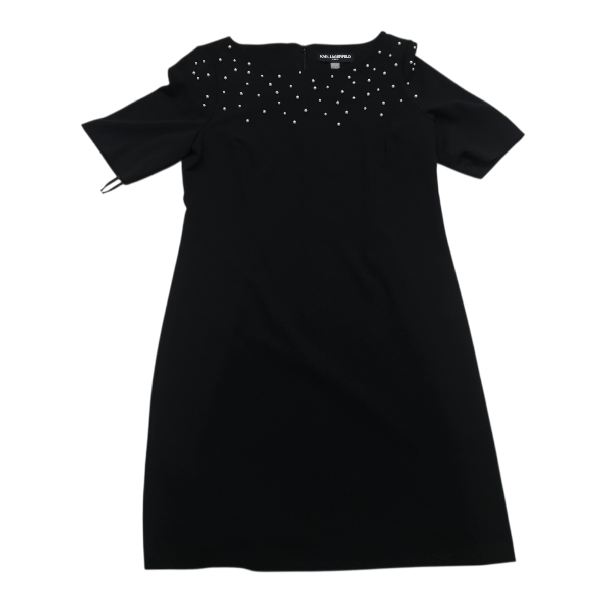 Vestido Karllagerfeld Mujer Negro Perlas Tall 12 Manga Corta