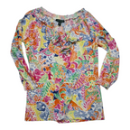 Blusa Multicolor Ralph Lauren Con Olanes Mujer Extra Chica