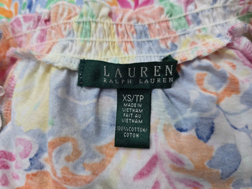 Blusa Multicolor Ralph Lauren Con Olanes Mujer Extra Chica