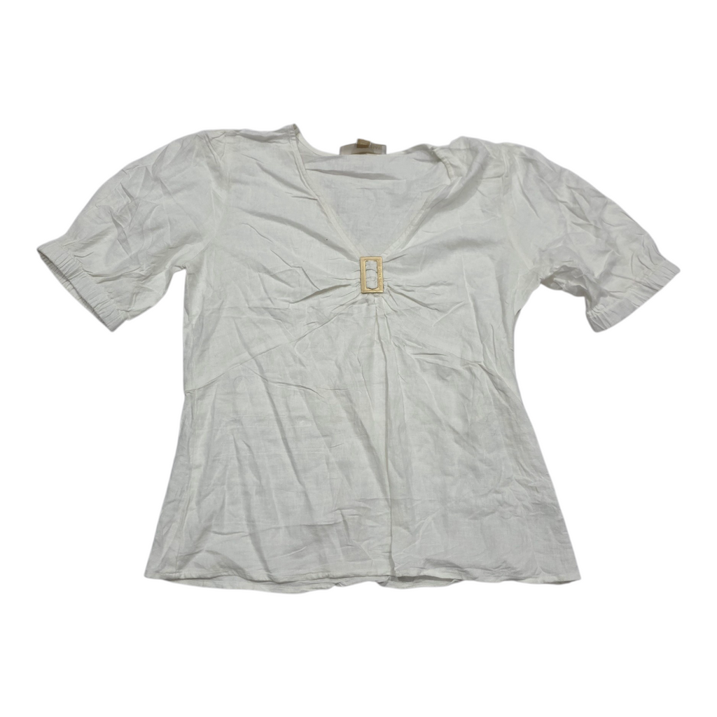 Blusa De Lino Michael Kors Blanca Mujer Chica Manga Corta
