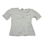 Blusa De Lino Michael Kors Blanca Mujer Chica Manga Corta