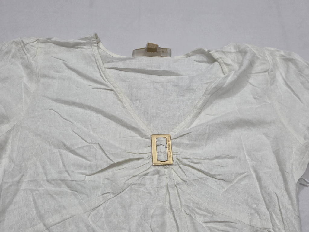 Blusa De Lino Michael Kors Blanca Mujer Chica Manga Corta