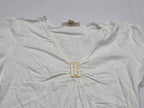Blusa De Lino Michael Kors Blanca Mujer Chica Manga Corta